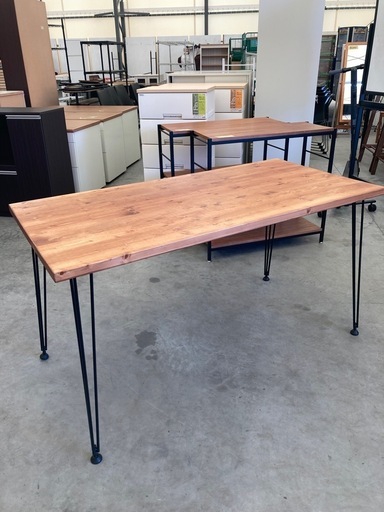 【KJ081】中古美品 ロウヤ ダイニングテーブル ミーティングテーブル 作業台 カフェスタイル アイアンフレーム　検)一人暮らし 家具 収納 ダイニング リビング キッチン 冷蔵庫 洗濯機 テーブル ラック レンジ キャビネット ソファ