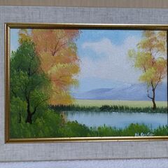 真作】後藤 宏・油彩「風景画」