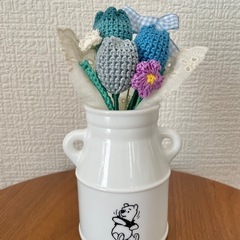 ハンドメイド品 チューリップ 編み物の画像