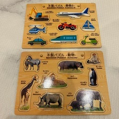 木製パズル　動物　乗り物