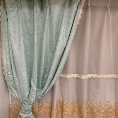 カーテン　姫系　ミント　緑　