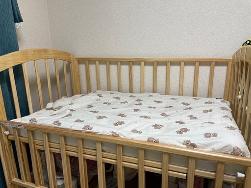 カトージ　木製ベビーベッド　レギュラーサイズ　puppapupo　ベビー布団　収納付き