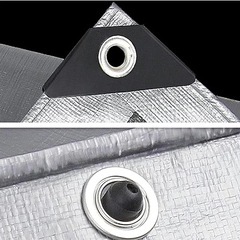 未使用タープ ヘビーデューティー防水シート 厚手 断熱ターポリン 屋外 シルバー銀 ヘビーデューティー キャンプ雨防止日焼け止めテント (2mX3m)の画像