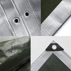 未使用タープ ヘビーデューティー防水シート 厚手 断熱ターポリン 屋外 シルバー銀 ヘビーデューティー キャンプ雨防止日焼け止めテント (2mX3m)の画像