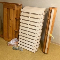 すのこベッド　シングル　ライトブラウン　電源2個つき