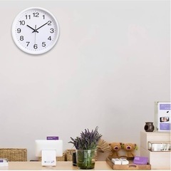 シンプル 白・大 ホワイト アナログ時計 約31cm 【騒音なし...