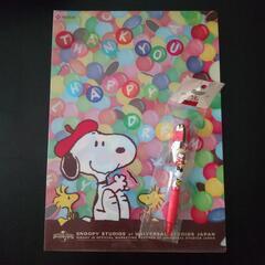 【非売品】SNOOPY A4クリアファイル ラバー付きグリッターペン セットの画像