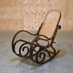 ≪yt1853ジ≫ ヴィンテージ家具 ロッキングチェア ラタン張...