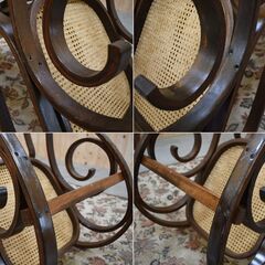 ≪yt1853ジ≫ ヴィンテージ家具 ロッキングチェア ラタン張り ② ベントウッド/曲木/籐 古家具/昭和レトロ/アンティーク/中古家具/宮城県仙台市 70303-16の画像