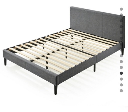 【引渡決定】ZINUS ジヌス 布張り ヘッドボード付 ベッドフレーム  セミダブル  Nelly Upholstered Platform OPP グレー 木製