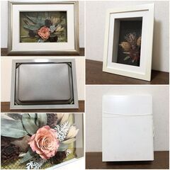 【新品】ドライフラワーアレンジ2個セット　A4 銀 P-CANセット　花と緑の研究所 Lecrin Flower ケース入り　額装壁アート・インテリアオブジェの画像