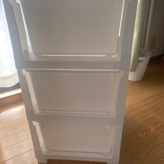 工具不要で組み立て簡単チェスト　3段ホワイトの画像