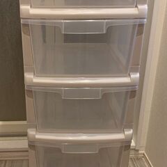チェスト 5段　プラスチック　幅32×奥行40×高さ96cm（キャスター付、ストッパーあり）の画像