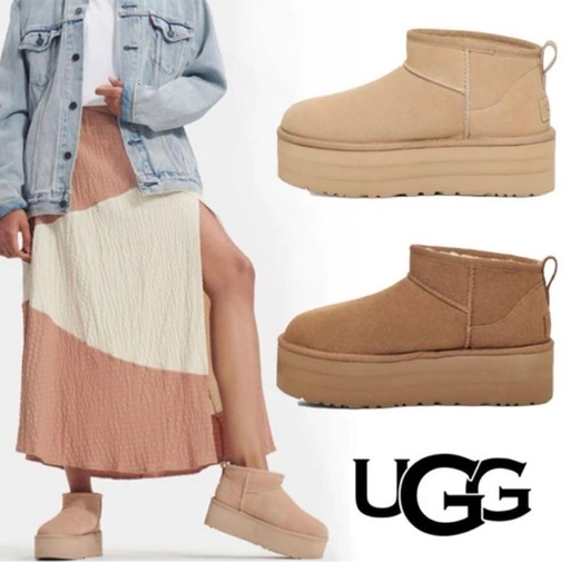 新品未使用　UGG ウルトラミニプラットフォーム　US8 チェストナット