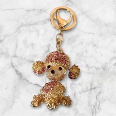 キラキラした犬❤キーホルダー　キーリング　バッグチャーム　ピンク　かわいいの画像