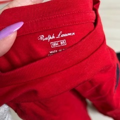 Ralph Lauren 赤 Tシャツ & ストライプ ポロシャツ セットの画像