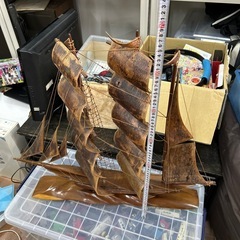 アンティーク　木製 帆船モデル 約60cmの画像