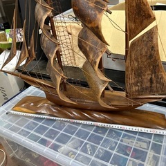 アンティーク　木製 帆船モデル 約60cmの画像