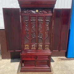 W（0314u2）創価学会　仏壇　観音開き　鳳凰 彫刻　H1540×W710×D520 一宮市　引取限定の画像