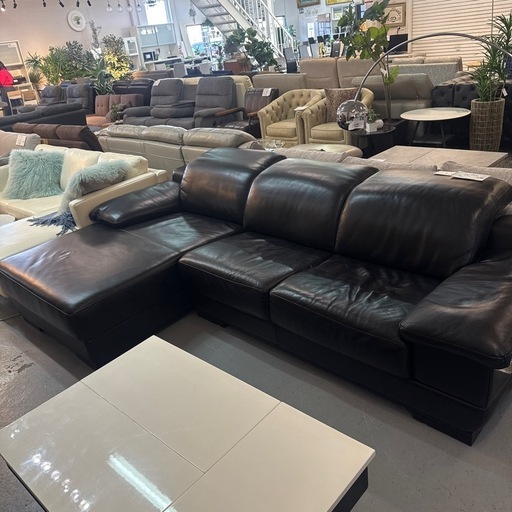 ① IDC大塚家具 L/S Comfort-08 カウチソファ 総本革 1/2 最