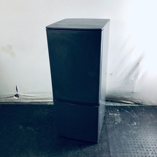 ID:rg220185 三菱 MITSUBISHI 冷蔵庫 一人暮らし 中古 2021年製 2ドア 146L マットチャコール ファン式 右開き MR-P15G-H  【リユース品：状態B】【送料無料】【設置費用無料】