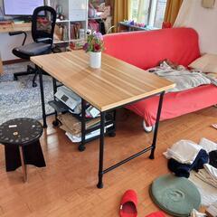 IKEA デスク(KULLABERG)と山善 サイドラック(NN...
