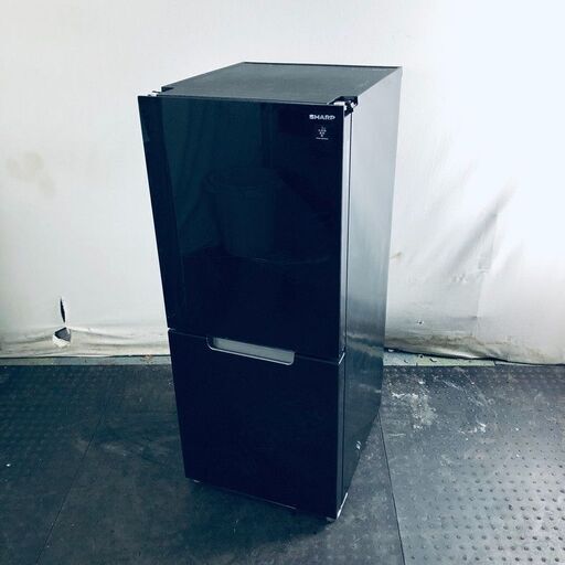 ID:rg220186 シャープ SHARP 冷蔵庫 一人暮らし 中古 2021年製 2ドア 152L ブラック ファン式 両方開き SJ-GD15G-B  【リユース品：状態B】【送料無料】【設置費用無料】