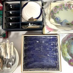 【G895】食器/おまとめ/洋食器/ガラス皿/プレート/カップ/グラス/カトラリー/ティーセット/クッキー型などの画像