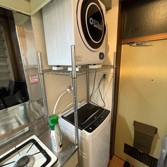 ランドリーセット（洗濯機、乾燥機、スチールラック）