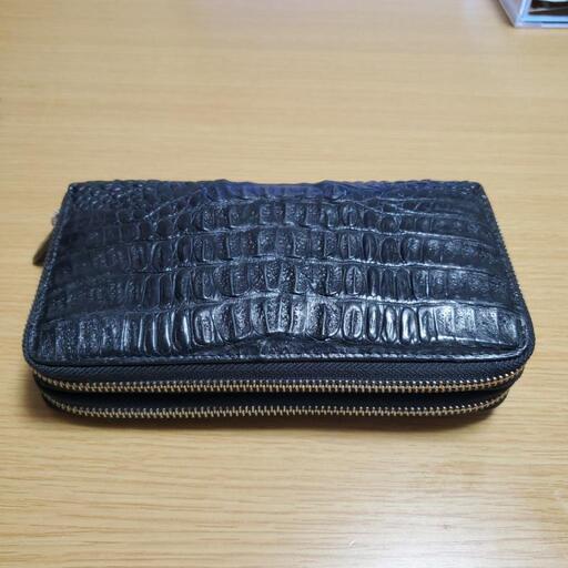 早い者勝ち！現金決済！大容量！美品 GODANE ゴダン 天然 クロコダイル 本革 長財布 ダブルファスナー