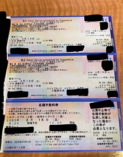 カブス 対 阪神タイガース チケット２枚