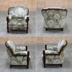 ≪yt1860ジ≫ 美品 カリモク家具 肘掛椅子 UK2600 コサージュ・グリーン 金華山織/1人掛けソファ/シングル/ブランド家具/UK2600GR/中古家具/宮城県仙台市 70303-17の画像