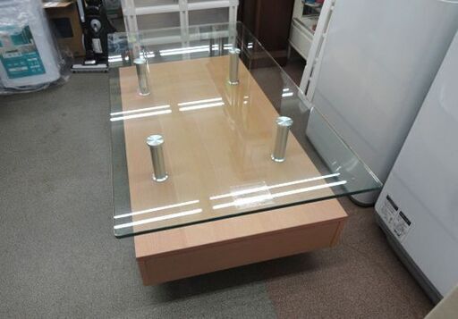 ニトリ センターテーブル 幅120 奥65 高42㎝ ガラステーブル 引き出し