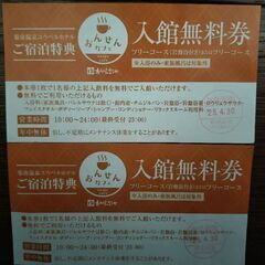 菊南温泉あがんなっせ入館無料券２枚〜