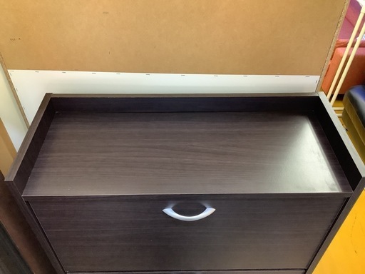 【リサイクルサービス八光】幅75㎝　ダークブラウン　フラップ式シューズBOX