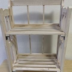 猫足　白家具　折りたたみ　ローテーブル　白い棚　飾り棚　カップボードの画像