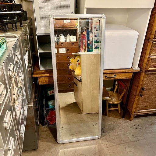 《売約済》【武蔵小山店】【～4/14限定SALE！店内全品20%お値引き！】　 メタルフレーム ウォールミラー 鏡 姿見 ミラー インダストリアル シルバー メタリック　インテリア