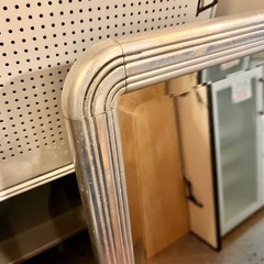 《売約済》【武蔵小山店】【～4/14限定SALE！店内全品20%お値引き！】　 メタルフレーム ウォールミラー 鏡 姿見 ミラー インダストリアル シルバー メタリック　インテリアの画像