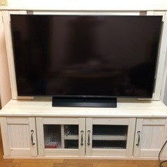 テレビボード 白 モザイクガラス W130×H115×奥行45