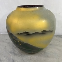 九谷焼 勇峰 花瓶 骨董 サイズ約25×25×26cm 多少の汚れありの画像