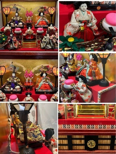 雛人形セット おひなさま 親王飾りケース入 三五7人 オルゴール付き