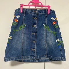 デニム 刺繍 スカート M