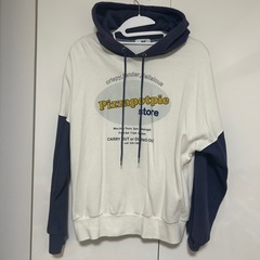 パーカー 白 紺 長袖 フリーサイズ