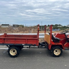 筑水キャニコム　ダンプ　セル付き　運搬車 4WD 油圧 中折れ　トレーラー 荷台 搬送 乗用 三方開  ライガー　7.2馬力　簡易始動動画ありの画像