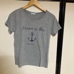 グレー 半袖Tシャツ アンカー柄