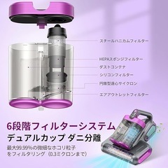 【新品】　布団クリーナー 布団用掃除機 コードレス ダニ対策 静音 ダブルカップ