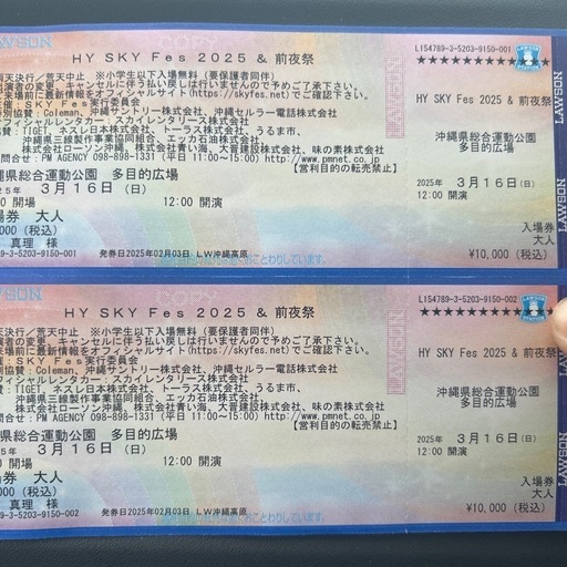 3/16値下げ！ HY SKY Fesチケット2枚