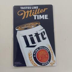 新品未使用/アンティーク　ミラーライトビール🍺 ブリキ看板20cm×30cmの画像
