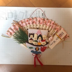 七福神　扇子　不忍池辨天堂　福扇　不忍池　飾り物　壁掛け　額縁絵