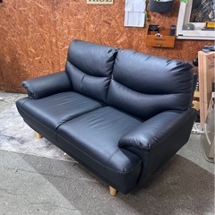 C1405 2人掛けソファー レザー 黒 綺麗です！